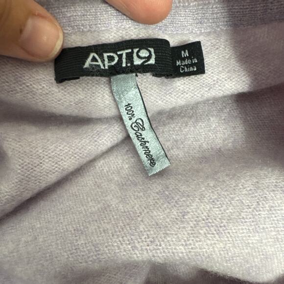 APT 9 100% Cashmere Striped Long Sleeve Pullover Sweater Purple Gray sz M - Picture 7 of 7